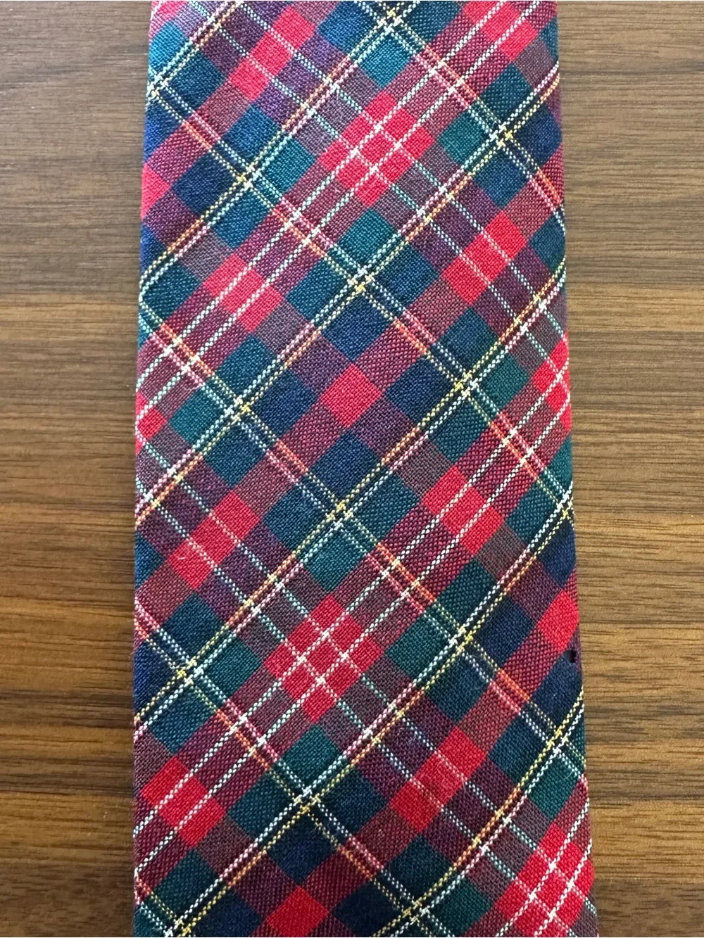Pendleton Plaid Wool Tie in Red, Green & Navy